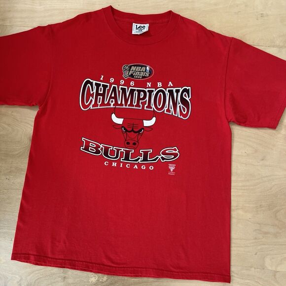 Vintage Chicago Bulls Shirt XL Red 1996 NBA Finals Champs Nutmeg Michael Jordan - Picture 7 of 7